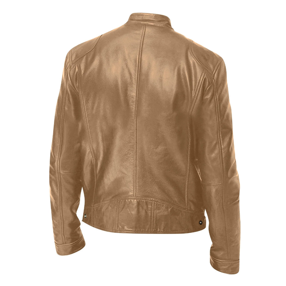 Men’s Leather Biker Jacket | Slim Fit Casual Moto Coat
