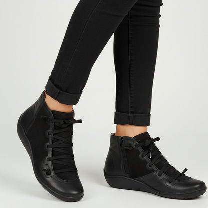 Women's Leather Ankle Boots - Handmade Flat Zipper Shoes