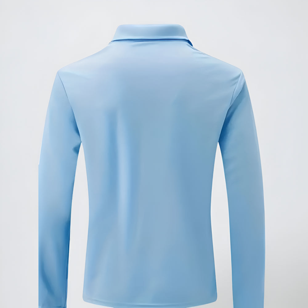Men’s Slim Fit Long Sleeve Polo Shirt – Half Zip Pullover