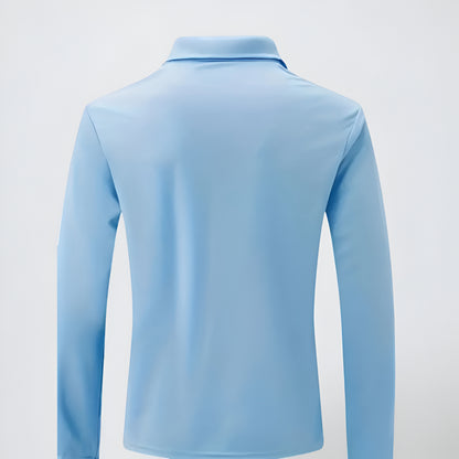 Men’s Slim Fit Long Sleeve Polo Shirt – Half Zip Pullover