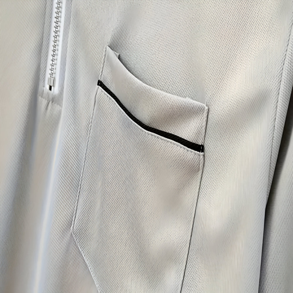 Men’s Slim Fit Long Sleeve Polo Shirt – Half Zip Pullover