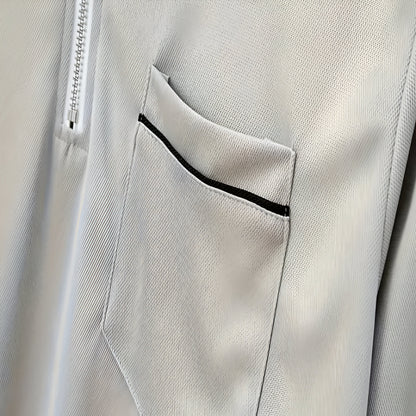Men’s Slim Fit Long Sleeve Polo Shirt – Half Zip Pullover