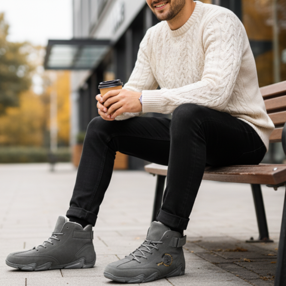 Men Winter Warm Ankle Boots - High Top Sneakers Fur Lined