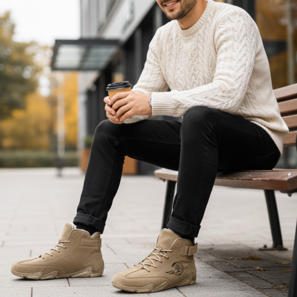 Men Winter Warm Ankle Boots - High Top Sneakers Fur Lined