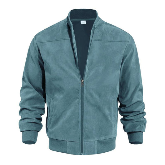 Men’s Suede Bomber Jacket | Lightweight Zip Up Long Sleeve