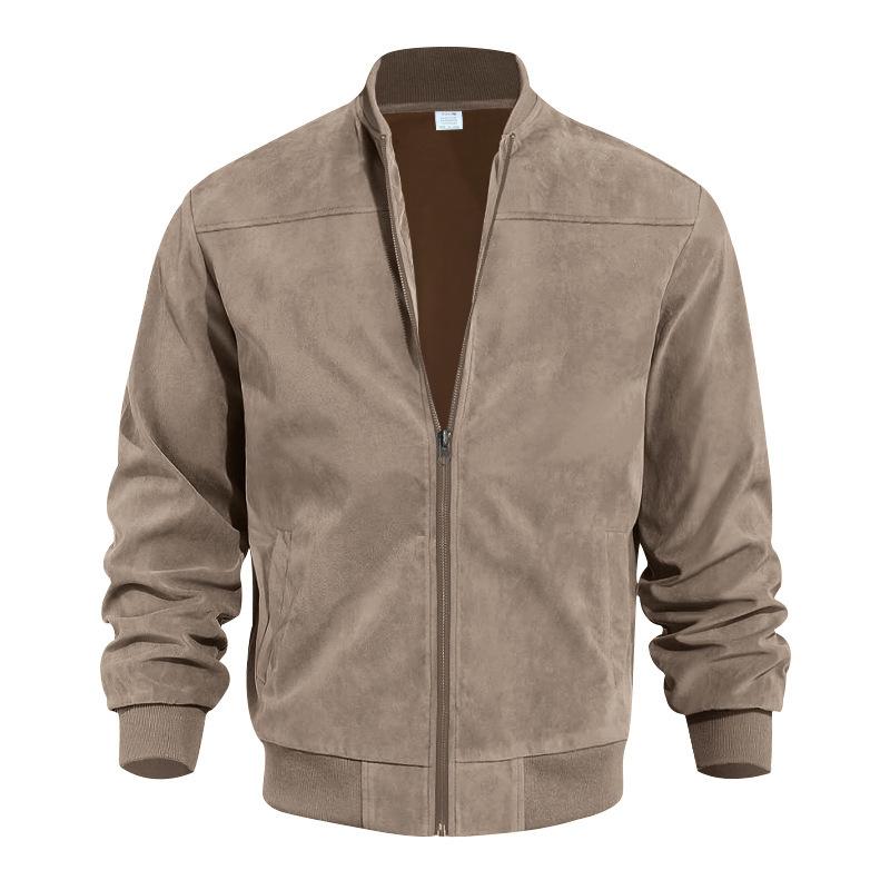 Men’s Suede Bomber Jacket | Lightweight Zip Up Long Sleeve