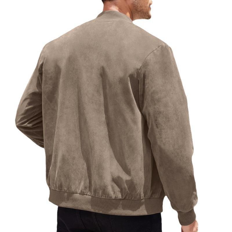 Men’s Suede Bomber Jacket | Lightweight Zip Up Long Sleeve