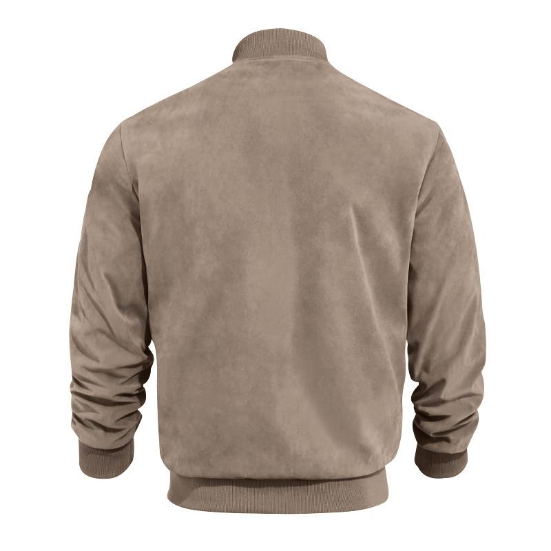 Men’s Suede Bomber Jacket | Lightweight Zip Up Long Sleeve