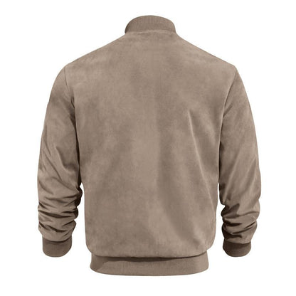 Men’s Suede Bomber Jacket | Lightweight Zip Up Long Sleeve