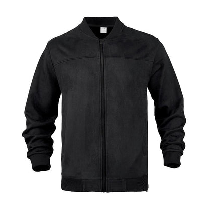 Men’s Suede Bomber Jacket | Lightweight Zip Up Long Sleeve