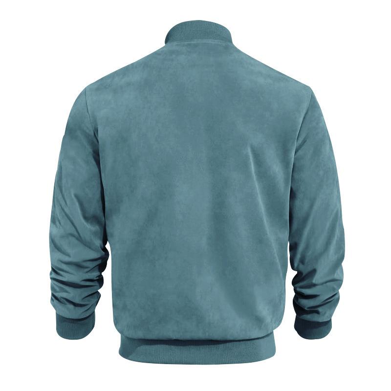 Men’s Suede Bomber Jacket | Lightweight Zip Up Long Sleeve