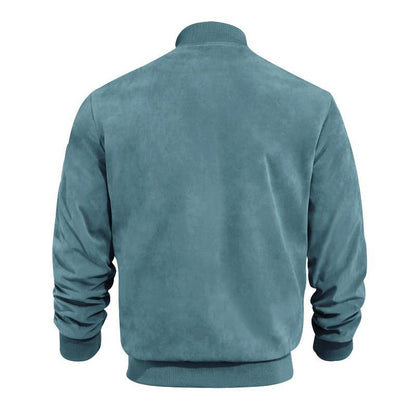 Men’s Suede Bomber Jacket | Lightweight Zip Up Long Sleeve