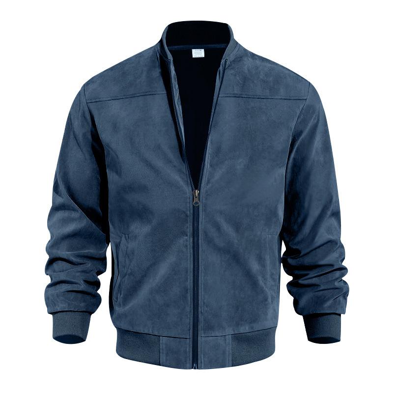 Men’s Suede Bomber Jacket | Lightweight Zip Up Long Sleeve