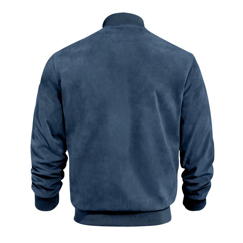 Men’s Suede Bomber Jacket | Lightweight Zip Up Long Sleeve