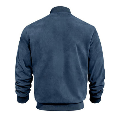 Men’s Suede Bomber Jacket | Lightweight Zip Up Long Sleeve