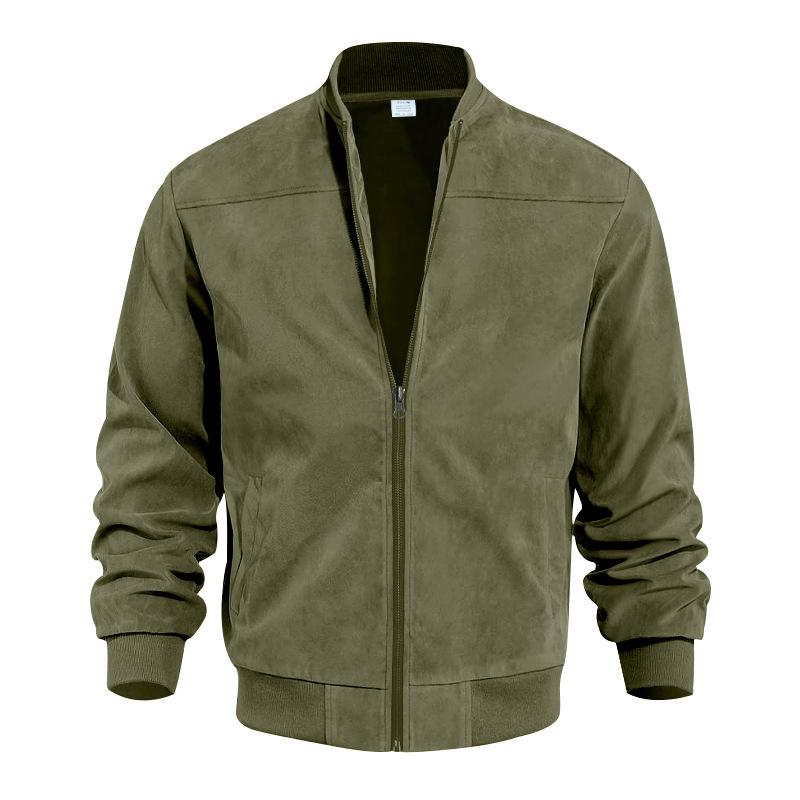 Men’s Suede Bomber Jacket | Lightweight Zip Up Long Sleeve