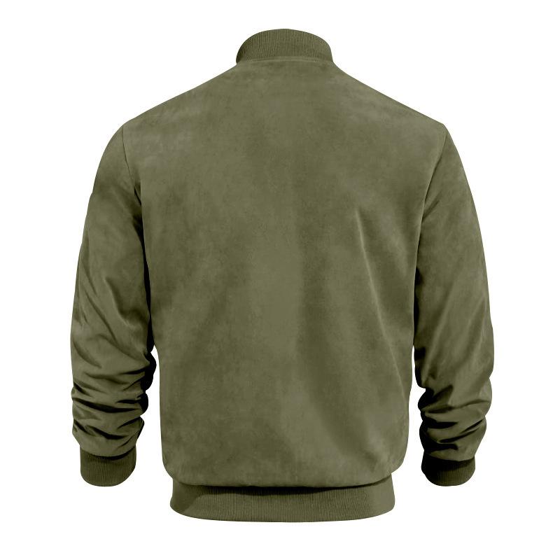 Men’s Suede Bomber Jacket | Lightweight Zip Up Long Sleeve