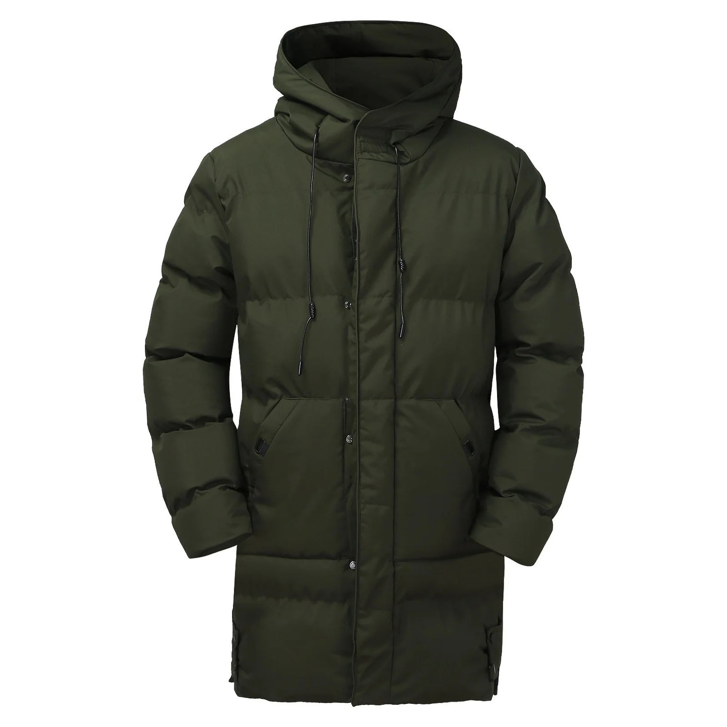 Men’s Hooded Long Puffer Jacket | Warm Quilted Winter Coat