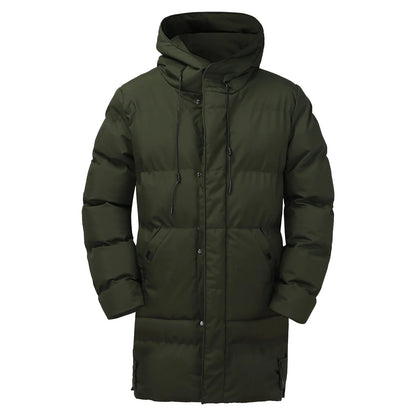 Men’s Hooded Long Puffer Jacket | Warm Quilted Winter Coat