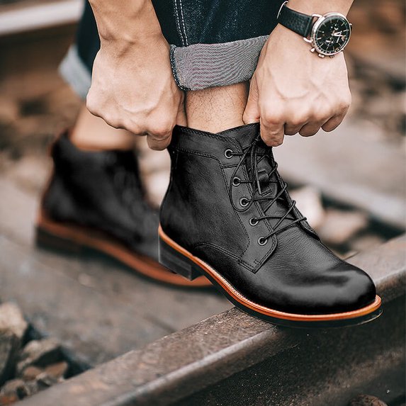 Men's Leather Lace Up Boots | Smart Casual Durable Ankle