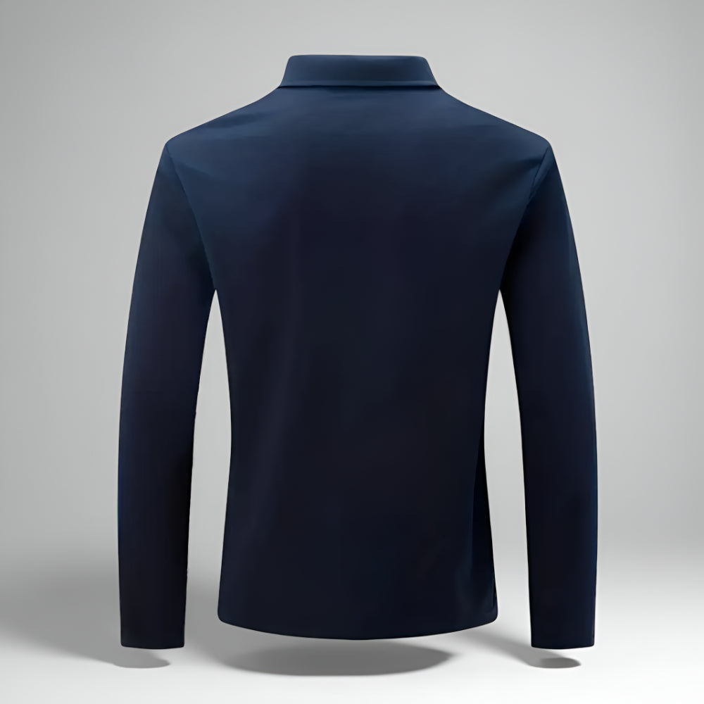 Men’s Slim Fit Long Sleeve Polo Shirt – Half Zip Pullover