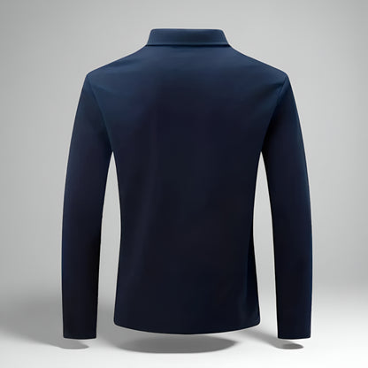 Men’s Slim Fit Long Sleeve Polo Shirt – Half Zip Pullover