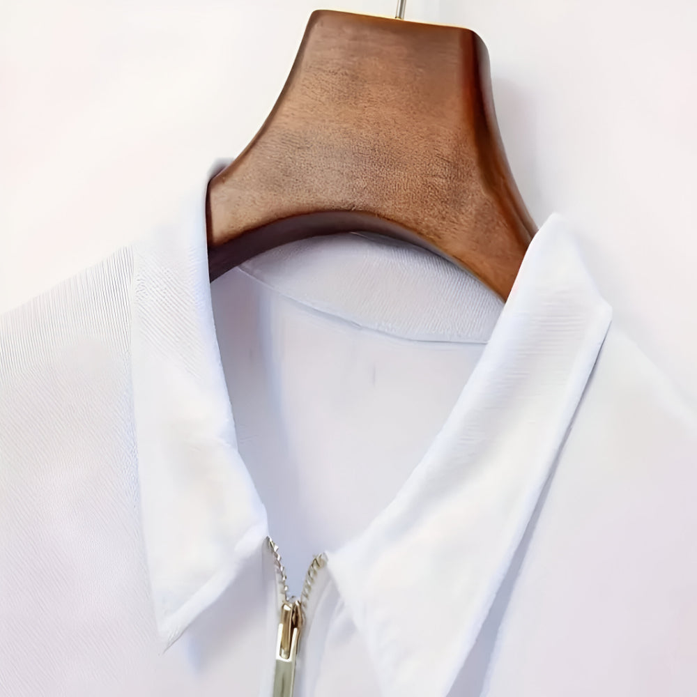 Men’s Slim Fit Long Sleeve Polo Shirt – Half Zip Pullover