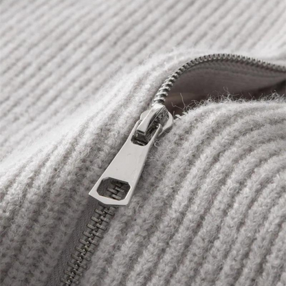 Men’s Warm Zip Up Jumper | Ribbed Knit Long Sleeve Sweater