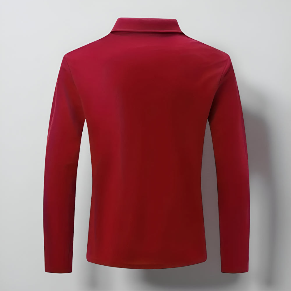 Men’s Slim Fit Long Sleeve Polo Shirt – Half Zip Pullover