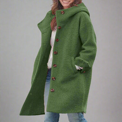 Women’s Oversized Wool Coat | Long Casual Button Up