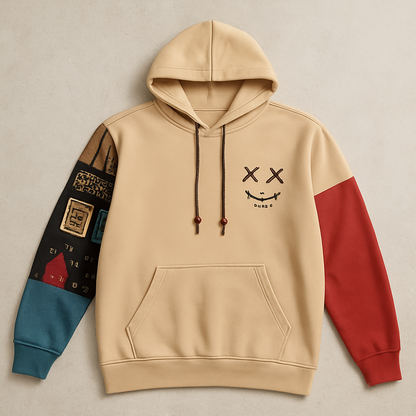 Patchwork Oversized Pullover Hoodie - Long Sleeve Streetwear