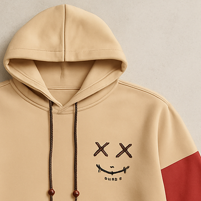 Patchwork Oversized Pullover Hoodie - Long Sleeve Streetwear