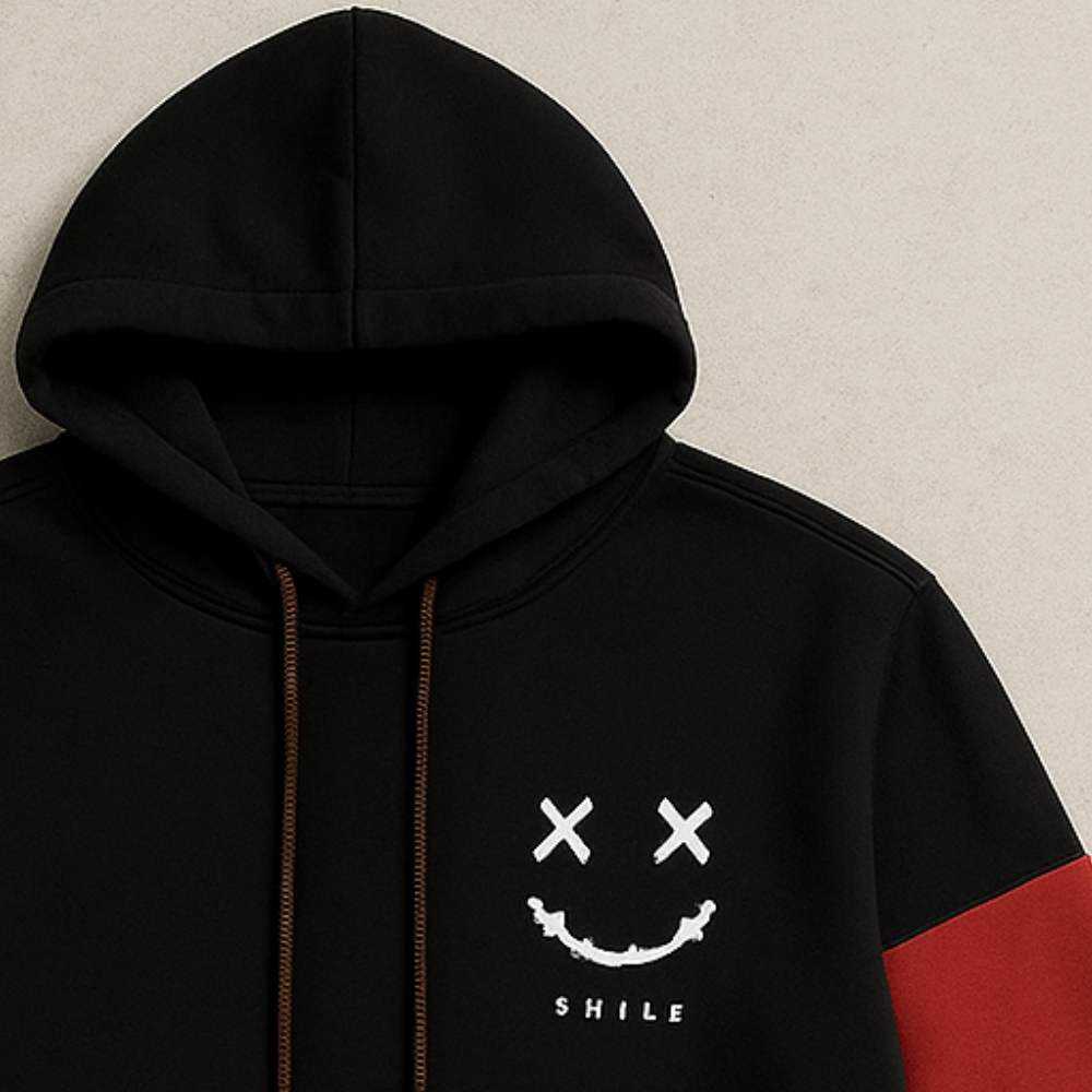 Patchwork Oversized Pullover Hoodie - Long Sleeve Streetwear