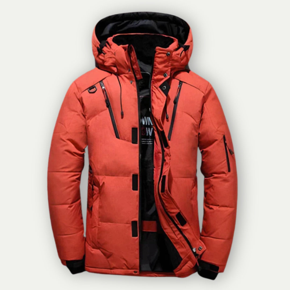 Men’s Waterproof Winter Puffer Jacket - Warm Hooded Parka