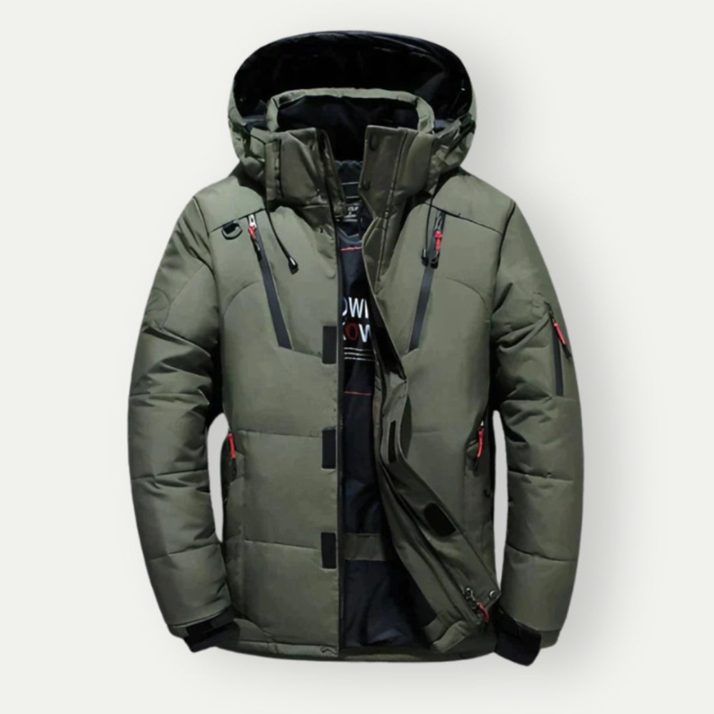 Men’s Waterproof Winter Puffer Jacket - Warm Hooded Parka