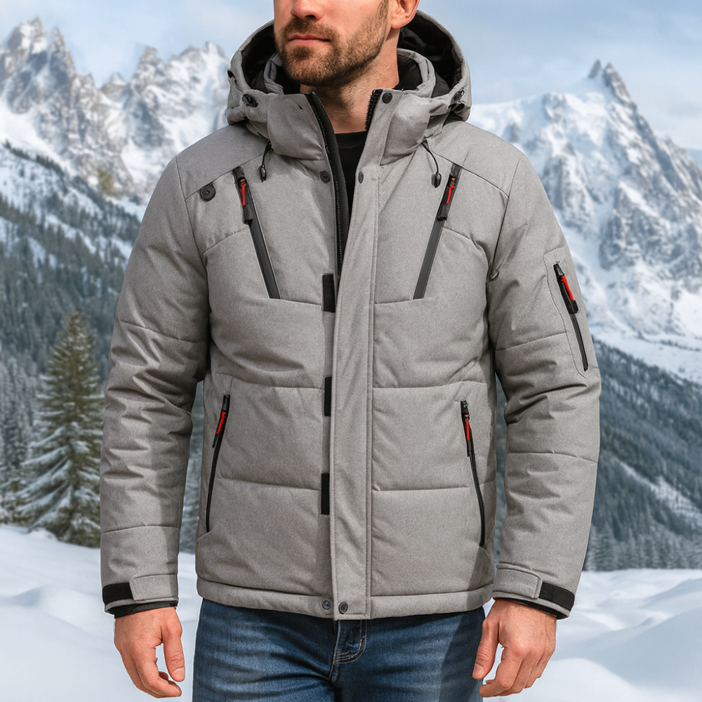 Men’s Waterproof Winter Puffer Jacket - Warm Hooded Parka