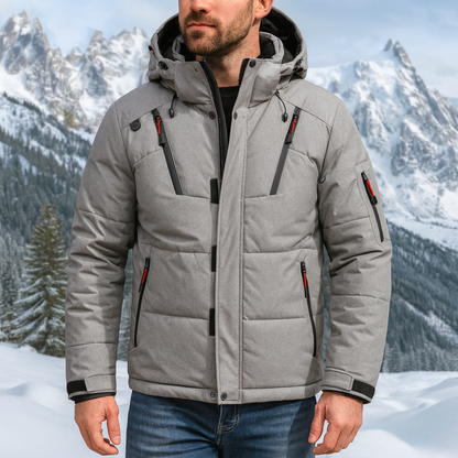 Men’s Waterproof Winter Puffer Jacket - Warm Hooded Parka