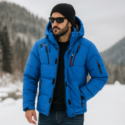 Men’s Waterproof Winter Puffer Jacket - Warm Hooded Parka