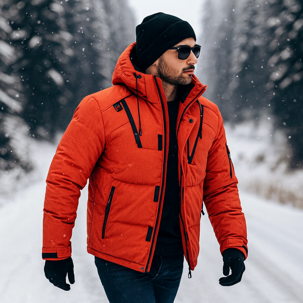 Men’s Waterproof Winter Puffer Jacket - Warm Hooded Parka