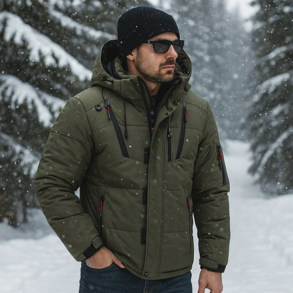 Men’s Waterproof Winter Puffer Jacket - Warm Hooded Parka