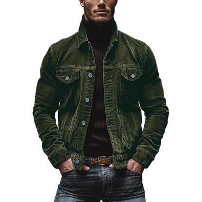 Men's Jacket Vintage Cotton Zipper Lapel Casual Wear