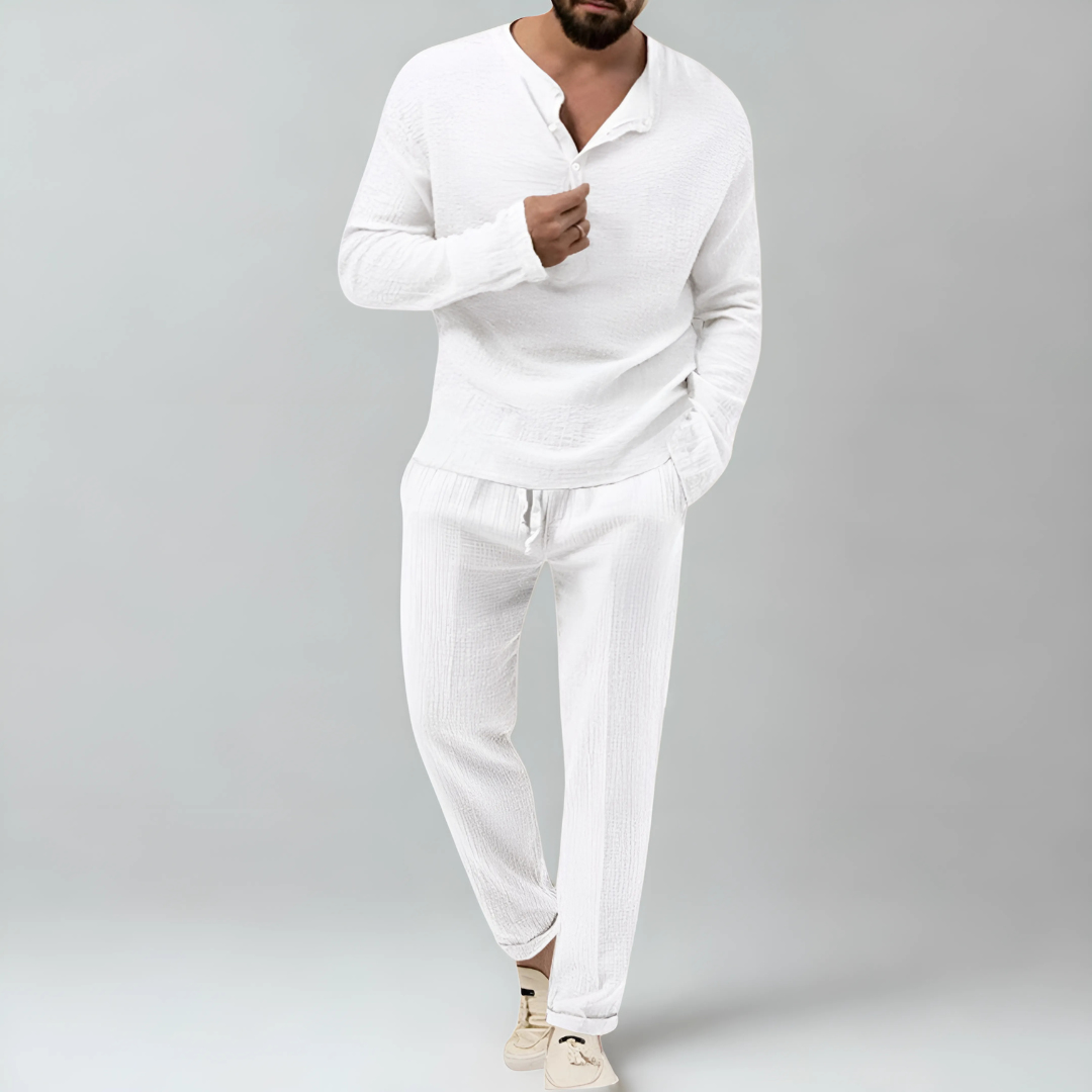 Men's Two Piece Casual Pants And Top Set | Long Sleeve