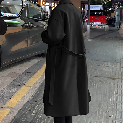 Men’s Long Wool Trench Coat | Oversized Belted