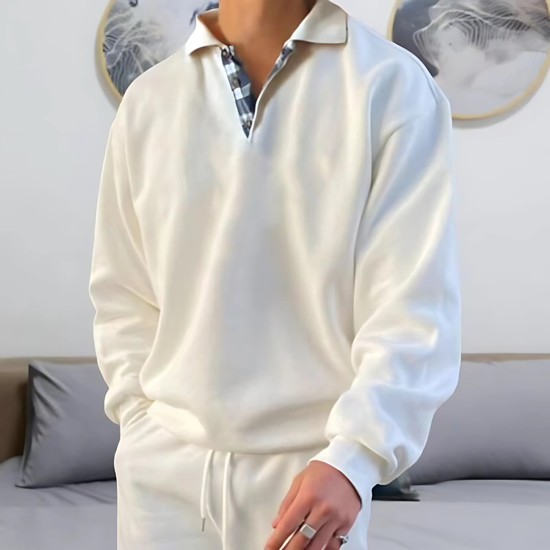Men’s Lightweight Polo Sweater | Casual Long Sleeve Knitwear