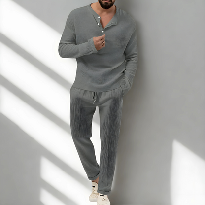 Men's Two Piece Casual Pants And Top Set | Long Sleeve