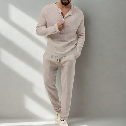 Men's Two Piece Casual Pants And Top Set | Long Sleeve