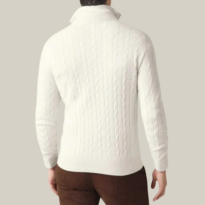 Men's Half Zip Knit Jumper | Classic Cable Sweater