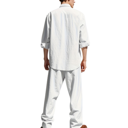 Men's Two Piece Casual Pants And Top Set | Relaxed Fit Shirt