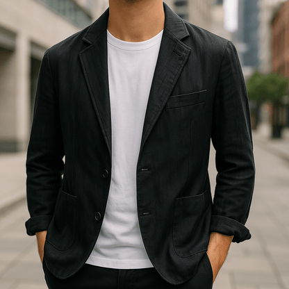 Men's Linen Blazer Jacket - Tailored Casual Blazer for Men 0