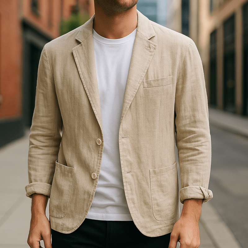Men's Linen Blazer Jacket - Tailored Casual Blazer for Men 1